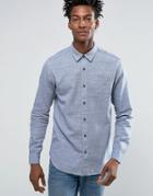 Selected Homme Shirt In Regular Fit With Woven Jacquard - Blue
