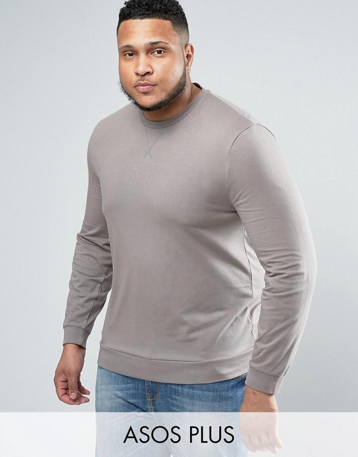Asos Plus Lightweight Muscle Sweatshirt In Stone - Beige