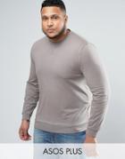 Asos Plus Lightweight Muscle Sweatshirt In Stone - Beige