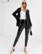 Parisian Vinyl Leggings With Zip Front-black