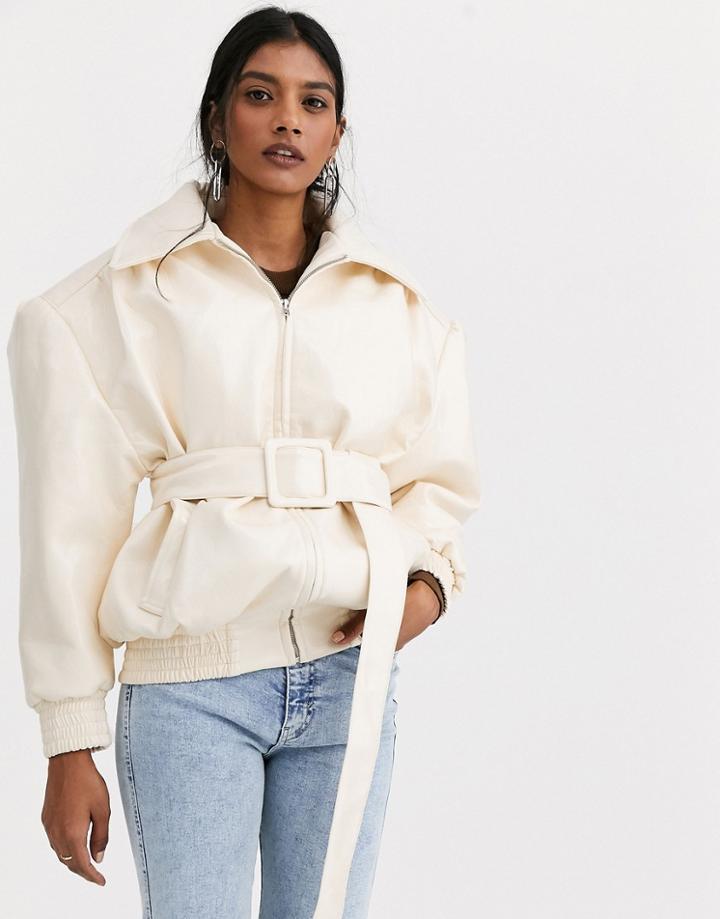 Simonett Maris Overszied Belted Pu Jacket