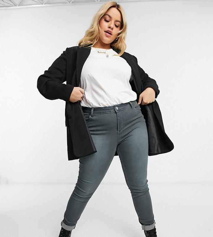 Brave Soul Plus Alice Skinny Jeans In Charcoal-grey