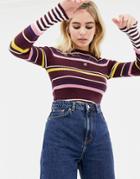 New Look Crew Neck Sweater In Stripe - Red