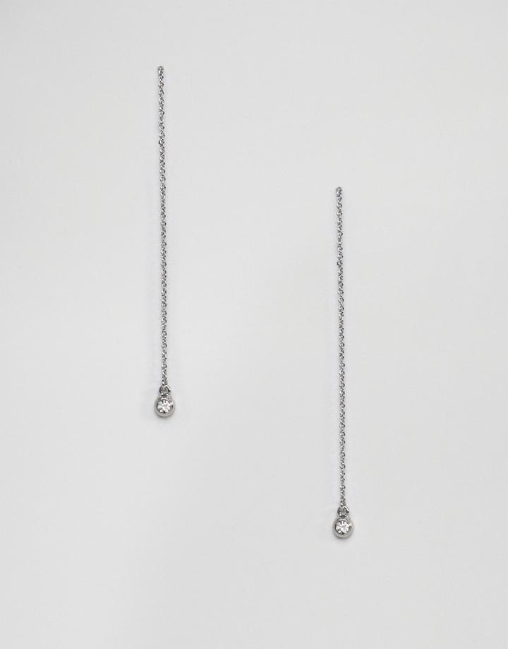 Steve Madden Rolo Chain Threader Earrings - Silver