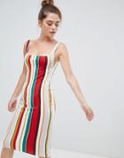 Bershka Stripe Bodycon Dress In Multi - Multi