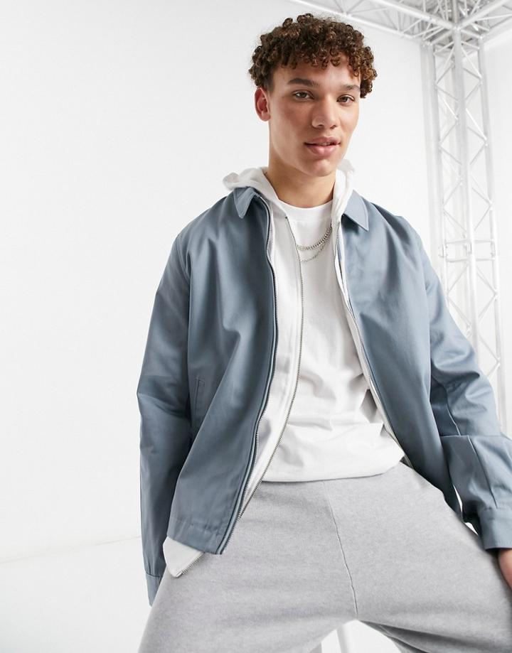 Asos Design Harrington Jacket In Light Blue-blues