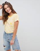 Nocozo Stripe T Shirt With Lemon Pocket Detail - Yellow