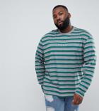 Puma Plus Long Sleeve Striped Top In Green Exclusive To Asos - Green