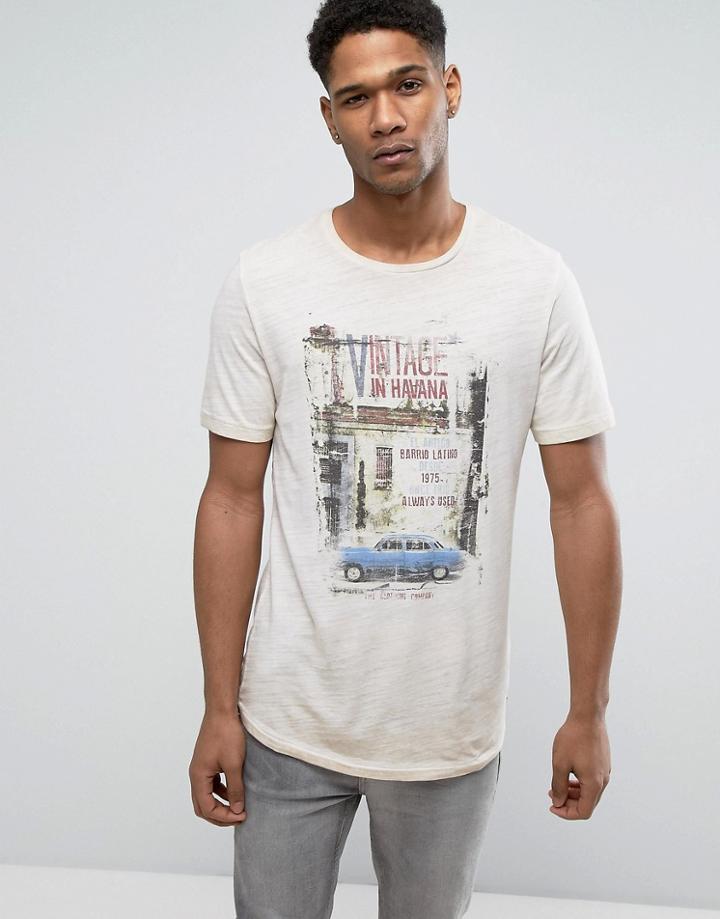 Jack & Jones Vintage T-shirt With Vintage Wash Graphic Print - Gray