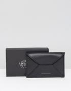 Saville Row Leather Card Holder With Contrast Metallic Inner - Black
