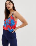 Prettylittlething Cami With Lace Trim In Floral Print - Multi