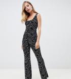 Flounce London Petite Square Neck Wide Leg Jumpsuit-black