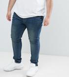 Asos Design Plus Super Skinny Jeans In Dark Blue Wash - Blue
