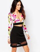 Hedonia Tyra Plunge Neck Crop Top - Multi