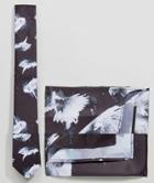 Religion Tie & Pocket Square Set In Dove Print - Black