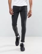 Hoxton Denim Super Skinny Jeans In Black Acid Wash - Black