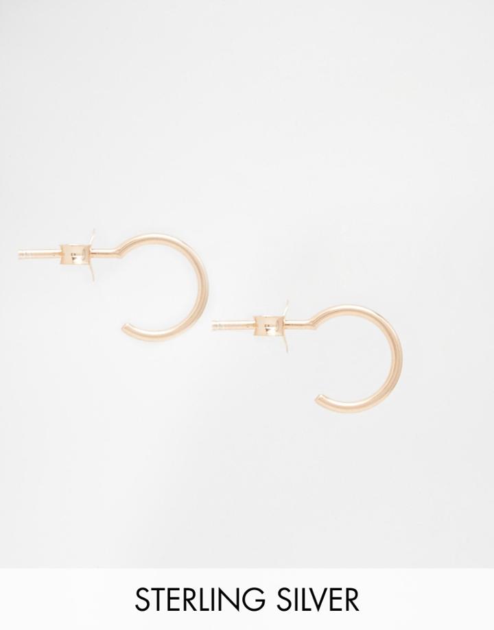 Asos Rose Gold Sterling Silver Mini Hoop Earrings - Rose Gold