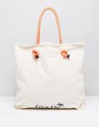 Pull & Bear Coconut Print Shopper Bag - Cream