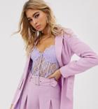 Missguided Exclusive Two-piece Belted Blazer In Lilac - Purple