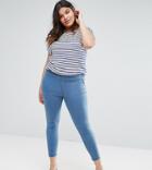 Asos Curve Pull On Jeggings In Maisy Mid Wash Blue - Blue