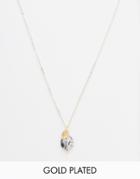 Mirabelle Ruilated Quartz Coin Necklace On 45cm Gold Plated Chain - Gold