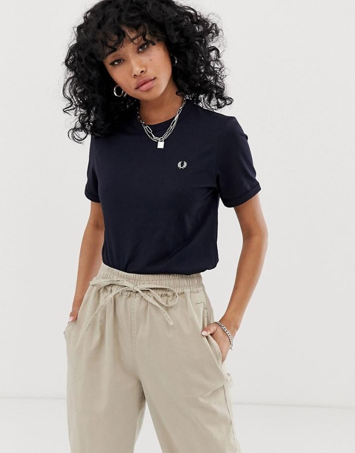 Fred Perry Logo Ringer Tee - Black