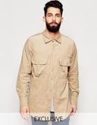 Reclaimed Vintage Cord Overshirt With Military Pockets - Tan