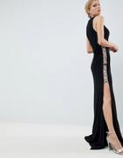 Jovani Revealing Side Detail Slide Split Dress - Black
