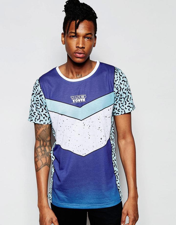 Wasted Youth Memphis Side T-shirt - Blue