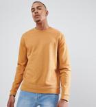 Asos Design Tall Sweatshirt In Yellow Overdyed Imarl - Yellow