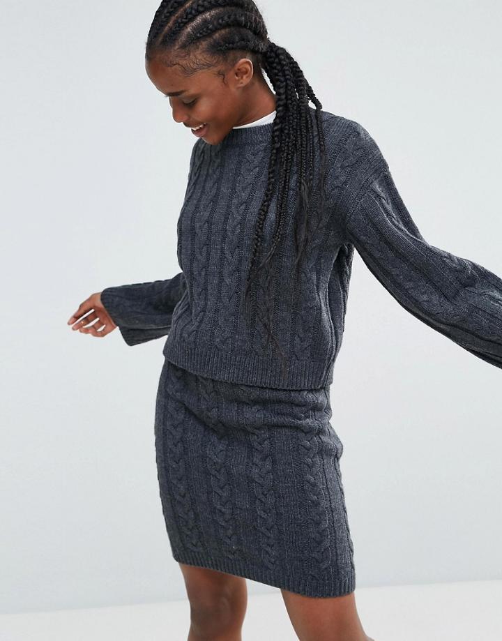 Asos Co-ord Sweater With Cable Detail - Gray