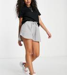 Asos Design Petite Sweat Runner Short In Cotton In Gray Heather - Gray-grey