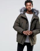 Devils Advocate Premium Parka With Japanese Faux Fur Hood Coat - Green