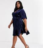 Glamorous Curve Wrap Dress With Tie Wasit In Velvet
