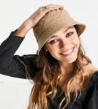 Reclaimed Vintage Inspired Unisex Embroidery Logo Bucket Hat In Washed Sand-white