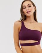 New Look One Shoulder Cut Out Bikini In Wild Berry - Pink