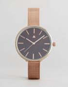 Asos Rose Gold Mesh Strap Watch With Chocolate Dial - Copper