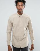 Selected Homme Shirt In Regular Fit With Button Down Collar - Stone