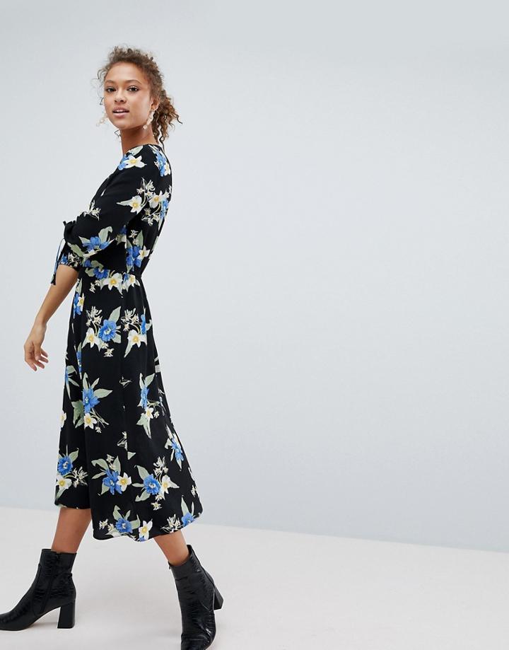 Miss Selfridge Floral Print Button Down Midi Dress - Multi