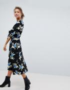 Miss Selfridge Floral Print Button Down Midi Dress - Multi