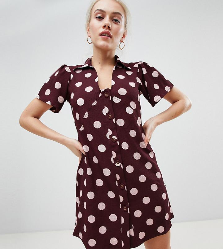 Vero Moda Petite Spot Tea Dress - Multi