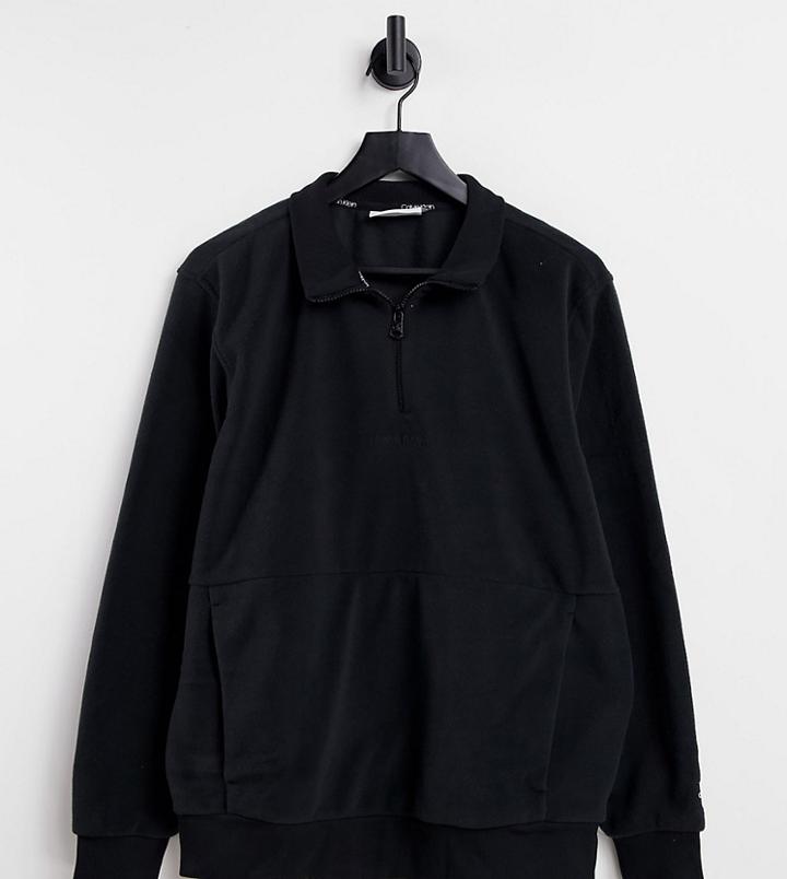 Calvin Klein Asos Exclusive Polar Fleece Half Zip Sweatshirt In Black