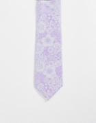 Asos Design Slim Tie In Purple Floral