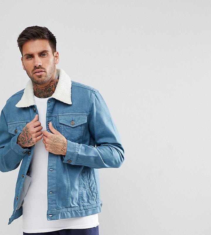 Brooklyn Supply Co Fleece Collar Denim Jacket - Purple