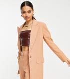 Asos Design Petite Long Line Perfect Blazer In Blush-neutral