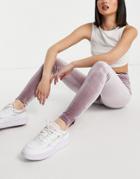 Reebok Velour Leggings In Lilac-purple