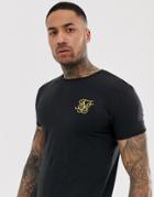 Siksilk T-shirt In Black With Gold Logo