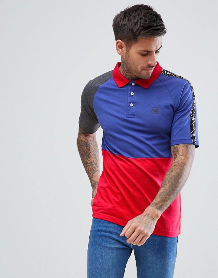 Soul Star Raglen Block Stripe Polo - Blue