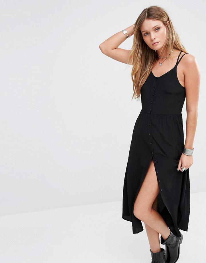 New Look Button Through Midi Dress - Black