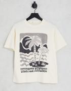 Pull & Bear Oversized Graphic T-shirt In Stone-neutral